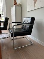 4 Eetkamer/wachtkamer stoelen, Huis en Inrichting, Stoelen, Ophalen, Gebruikt, Zwart, Leer