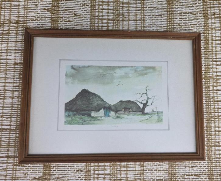 2261 antiek schilderij aquarel - Dirk baksteen 20x26x1.5, Antiek en Kunst, Kunst | Schilderijen | Klassiek, Ophalen of Verzenden