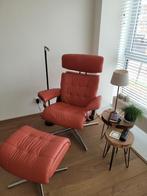 Stressless lederen fauteuil met voetenbank, Ophalen, Gebruikt, Minder dan 75 cm, Metaal