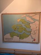 Antieke Schoolplaat provincie Zeeland, Antiek en Kunst, Antiek | Schoolplaten, Ophalen of Verzenden, Aardrijkskunde