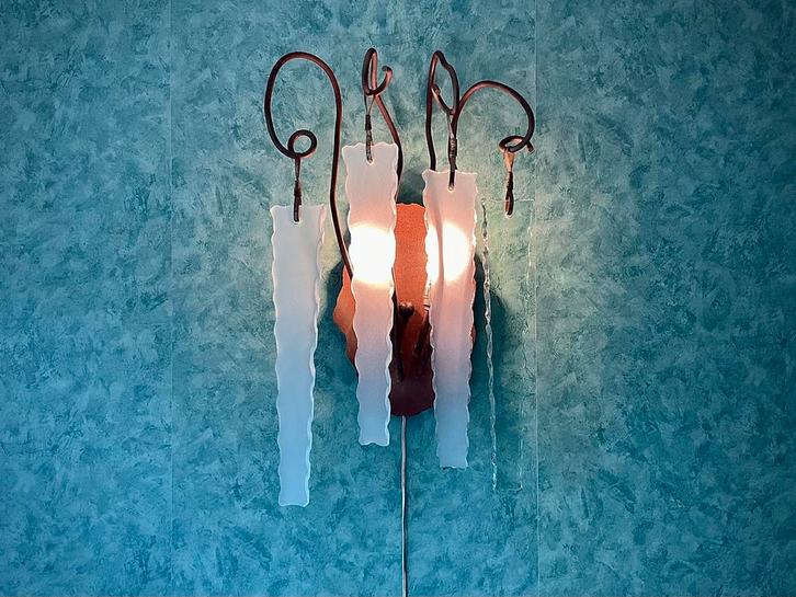 6 Vintage Brand van Egmond Wandlampen “Behind Frosted Glass”, Huis en Inrichting, Lampen | Plafondlampen, Gebruikt, Glas, Metaal