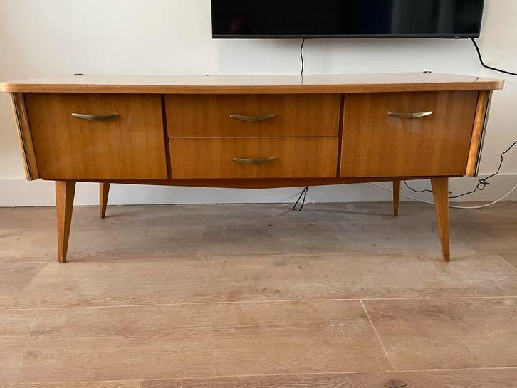 Vintage Hoogglans Dressoir - Prachtstaat!, Huis en Inrichting, Kasten | Dressoirs, Gebruikt, 100 tot 150 cm, 25 tot 50 cm, Overige houtsoorten
