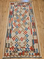 Vintage handgeweven Oosterse wollen kelim 220x106, 200 cm of meer, Overige kleuren, 100 tot 150 cm, Gebruikt