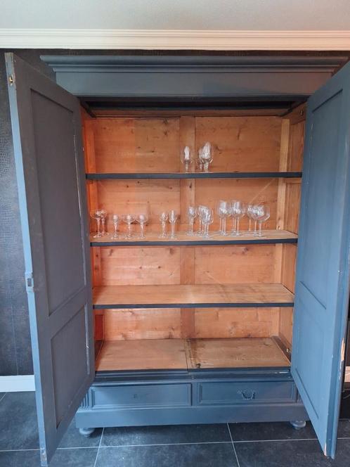 Antieke Frans eiken hoge kast, Huis en Inrichting, Kasten | Buffetkasten, Gebruikt, 200 cm of meer, 100 tot 150 cm, 50 tot 75 cm