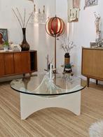Vintage space age salontafel wit /glas 70s, Ophalen, Huis en Inrichting