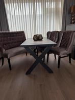 Eettafel met 2 stoelen en bankje, Huis en Inrichting, Tafels | Eettafels, Ophalen, Gebruikt, 100 tot 150 cm, 150 tot 200 cm