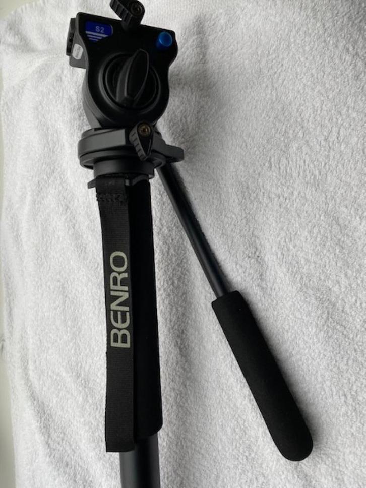 Benro A28T monopod + Benro statiefkop S2, Audio, Tv en Foto, Fotografie | Statieven en Balhoofden, Zo goed als nieuw, Eenpoot