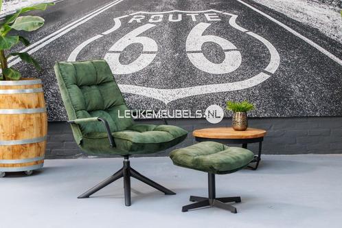 Draai fauteuil Dana met armleuning, groen velours., Huis en Inrichting, Fauteuils, Nieuw, Metaal, Stof, 50 tot 75 cm, 75 tot 100 cm