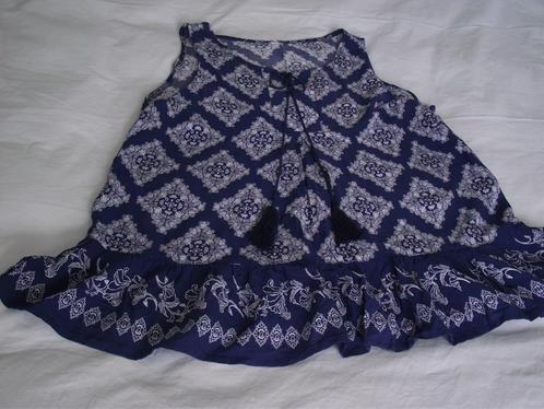 blauw wit topje met kwastjes 100% katoen maat 38, Kleding | Dames, Tops, Zo goed als nieuw, Maat 38/40 (M), Blauw, Zonder mouw