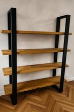 Wandkast Eikenhout of Zwart frame van staal, Ophalen, Met plank(en), 100 tot 150 cm, Eikenhout