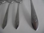 7 vintage RVS bestek 3 bloemen 5 dessertlepels 15cm 1960 p s, Antiek en Kunst, Ophalen of Verzenden