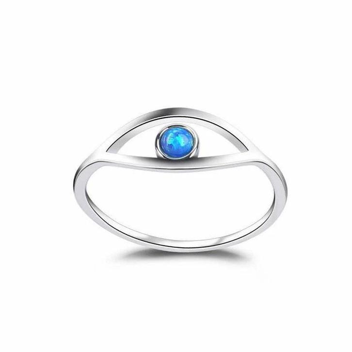 Opal Evil Eye Ring - Zilver, Sieraden, Tassen en Uiterlijk, Ringen, Nieuw, Dame, Zilver, Met edelsteen, Ophalen of Verzenden