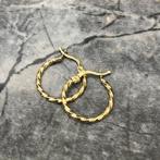 14k gouden oorbellen creolen nieuw wokkels, Ophalen of Verzenden, Nieuw, Goud