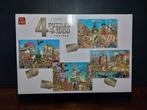 4 puzzels van 1000 stukjes in 1 doos, Ophalen of Verzenden, 500 t/m 1500 stukjes, Zo goed als nieuw