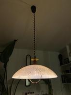 Vintage ufo trekkoord hanglamp zandgestraald glas 50cm dia, Ophalen, Japandi, 75 cm of meer, Glas