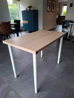 Ikea eiken bureau met witte uitschuifbare poten: 100 x 60 cm, Ophalen, In hoogte verstelbaar, Zo goed als nieuw, Bureau