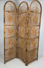 Vintage Sunburst rotan bamboe groot kamerscherm room divider, Ophalen, ., Zo goed als nieuw, .