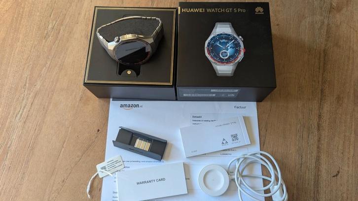 Huawei WATCH GT5 pro Titanium, Sieraden, Tassen en Uiterlijk, Smartwatches, Zo goed als nieuw, Zilver, Ophalen