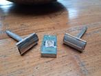 2x nostalgische oude gillette scheermessen + doosje mesjes, Antiek en Kunst, Ophalen of Verzenden
