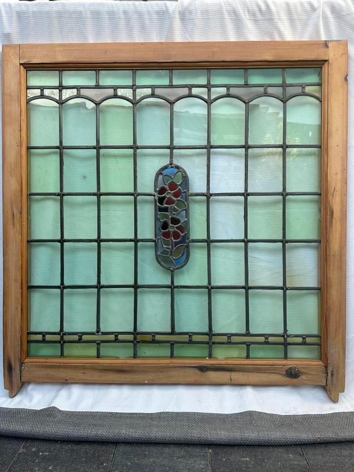 Te koop : twee glas in lood ramen, Doe-het-zelf en Verbouw, Glas en Ramen, Gebruikt, Gevelraam of Ruit, 80 tot 120 cm, 80 tot 120 cm