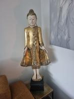 Gouden Boeddhabeeld met spiegelglas - 114 cm, Ophalen of Verzenden, Zo goed als nieuw