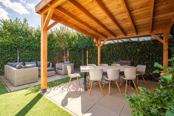 Loungeset (Kunststof met stoffen kussens), Tuin en Terras, Tuinsets en Loungesets, Gebruikt, Loungeset, Kunststof, 6 zitplaatsen