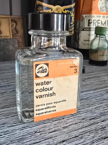 Antieke Glazen 8 hoekige Talens Water Colour Varnish Fles beschikbaar voor biedingen