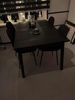 Uitschuifbare zwarte IKEA tafel, Huis en Inrichting, Tafels | Eettafels, Kunststof, Gebruikt, 100 tot 150 cm, Vijf personen of meer