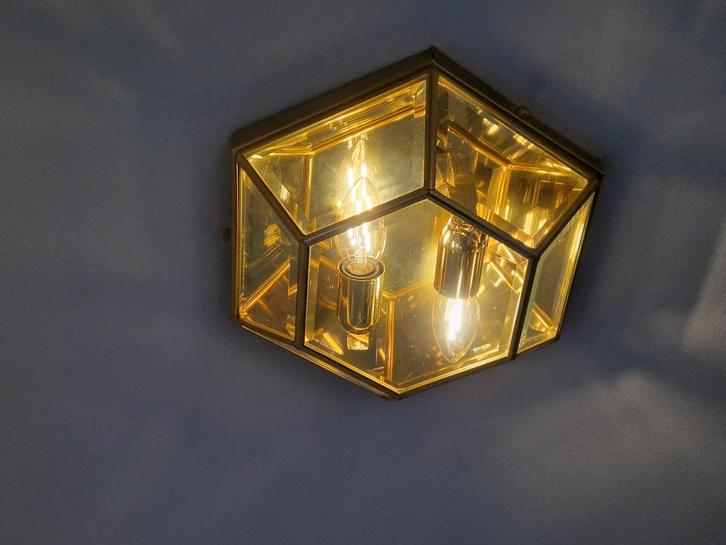 Gouden plafond lamp, Huis en Inrichting, Lampen | Plafondlampen, Gebruikt, Ophalen