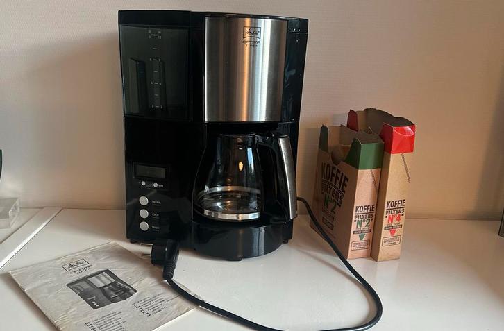 Melitta Optima Timer Koffiezetapparaat + Filters, Witgoed en Apparatuur, Koffiezetapparaten, Gebruikt, Gemalen koffie, Koffiemachine