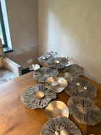 Wanddecoratie - Metalen bloemen sculptuur grijs/goud/beige, Ophalen, Zo goed als nieuw