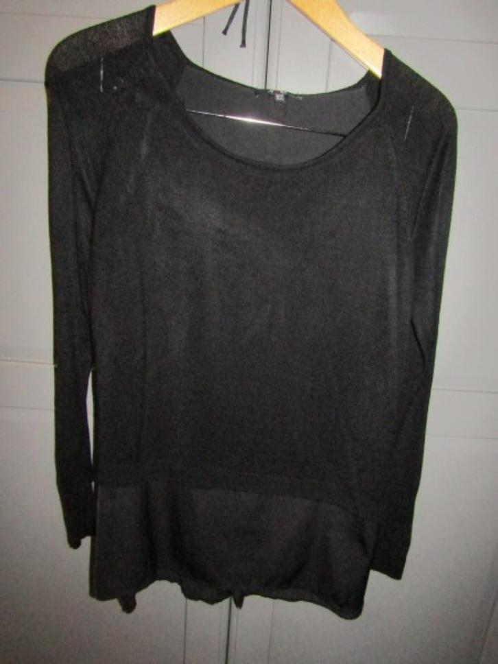 G636 Yest mt XL trui zwart chiffon gebreid, Kleding | Dames, Truien en Vesten, Zo goed als nieuw, Maat 46/48 (XL) of groter, Zwart