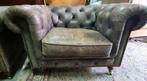 Set 2 Chesterfield club fauteuils vintage grijs + BEZORGING, Huis en Inrichting, Fauteuils, Gebruikt, ., Chesterfield, Ophalen of Verzenden
