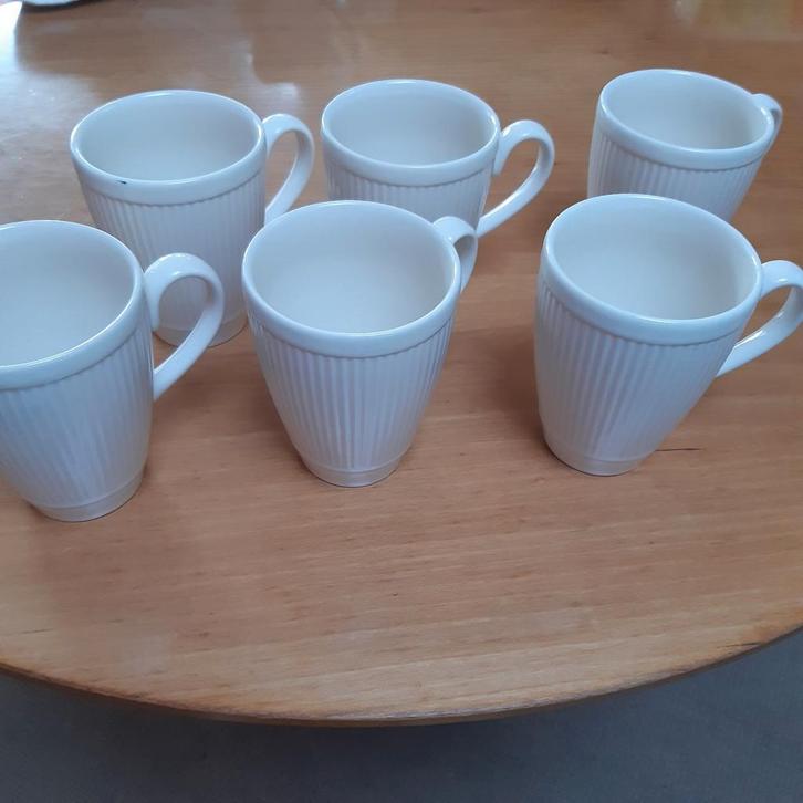 6 Wedgwood Windsor Mokken - Crème Wit, Huis en Inrichting, Keuken | Servies, Ophalen of Verzenden