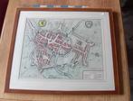 17de eeuwse handgekleurde kaart (vogelvlucht) Kortrijk Blaeu, Ophalen of Verzenden