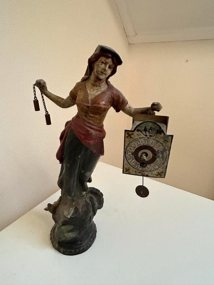 Antieke Dame met Klok - Decoratief Stuk, Antiek en Kunst, Antiek | Klokken, Verzenden