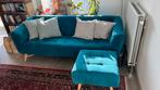 Dutch Sofa Company 3-zits bank + voetbank (hocker), Huis en Inrichting, Ophalen, Driepersoons, 75 tot 100 cm, Zo goed als nieuw
