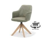 Armstoel Calvin draaivoet Eiken poot stof soft groen| Websho, Huis en Inrichting, Modern design, Overige kleuren, Metaal, Nieuw