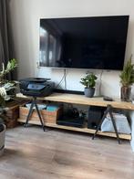 Tv meubel van massief mangohouten planken en staal, Huis en Inrichting, Kasten | Televisiemeubels, 150 tot 200 cm, 25 tot 50 cm