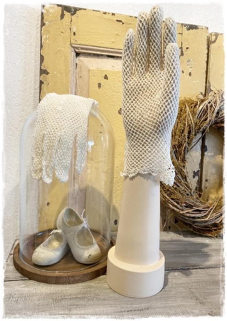 JDL Gehaakte handschoentjes (set) antieklook creme roosjes, Antiek en Kunst, Curiosa en Brocante, Ophalen of Verzenden