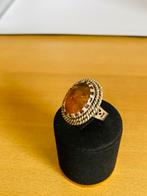vintage zilveren ring met barnsteen (maat 18), 18 tot 19, Nieuw, Ophalen of Verzenden, Met edelsteen