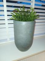 Donker grijs bloempot., Tuin en Terras, Bloempotten, Ophalen, Steen, Rond, Minder dan 40 cm