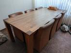 Gratis Eiken Eettafel + 6 Leren Stoelen - 220x100cm, Ophalen, Gebruikt, 100 tot 150 cm, Eikenhout