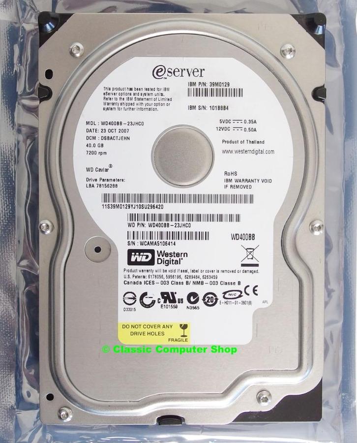 Western Digital WD Caviar WD400BB 3.5'' internal PATA 40GB, Computers en Software, Harde schijven, Refurbished, Desktop, Intern