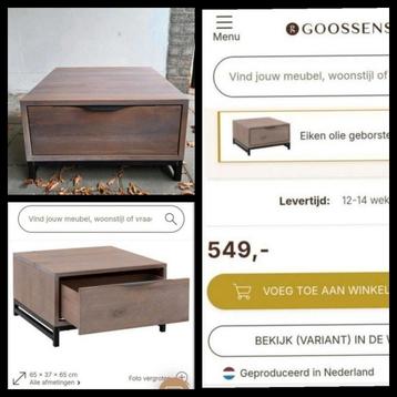 Hoektafel/salontafel van Goossens–Z.g.a.n. Huidige collectie beschikbaar voor biedingen