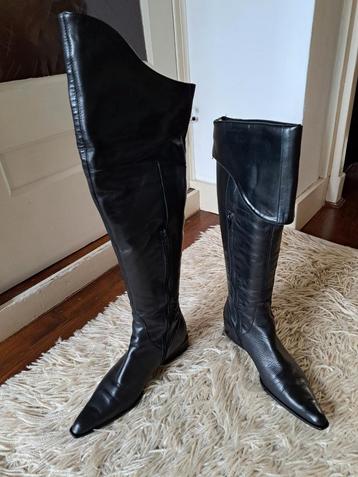 Zwarte leren hoge laarzen, Bronx, mt.37 beschikbaar voor biedingen
