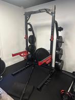Pivot Fitness Half Rack Squatrek met weight plates, Sport en Fitness, Ophalen, Gebruikt, Halterstangen