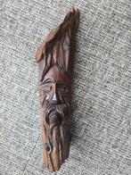 Houtsnijwerk gezicht in boomstam, Antiek en Kunst, Ophalen of Verzenden