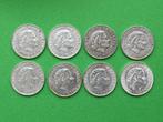 Set 8 Zilveren 1 Gulden Munten Koningin Juliana 1954 -1966, Postzegels en Munten, Munten | Nederland, 1 gulden, Koningin Juliana
