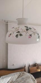 Vintage Hanglamp met Bloemmotief, Huis en Inrichting, Lampen | Hanglampen, Ophalen, Gebruikt, Vintage, Glas